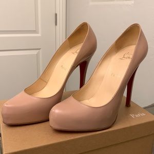 Authentic Christian Louboutin Rolando Patent Nude Pumps